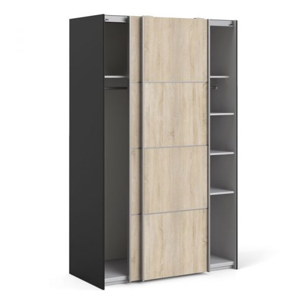 ADA - 120cm Sliding Door Wardrobe oak and black