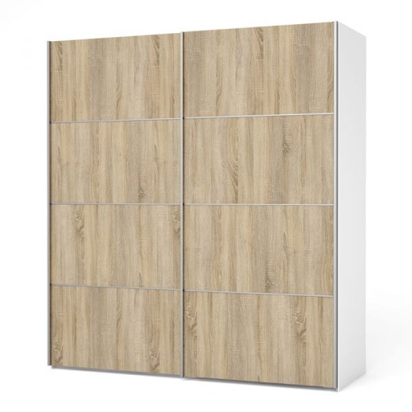ADA - 180cm Sliding Door Wardrobe White on oak