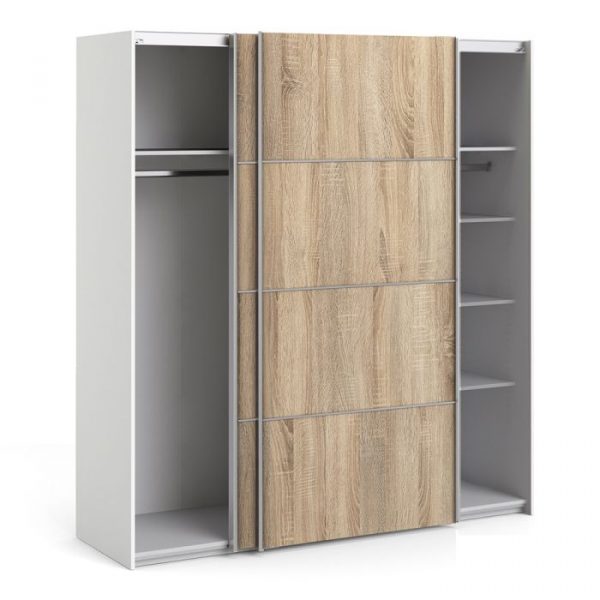 ADA - 180cm Sliding Door Wardrobe White on oak