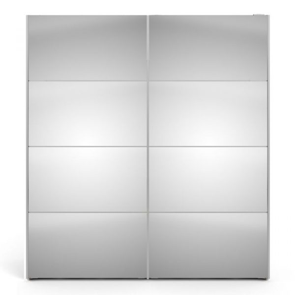ADA - 180cm Sliding Door Wardrobe White on Mirror