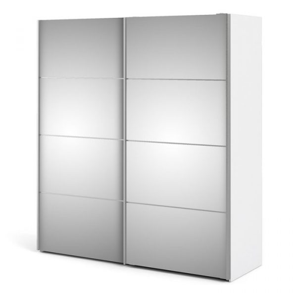 ADA - 180cm Sliding Door Wardrobe White on Mirror