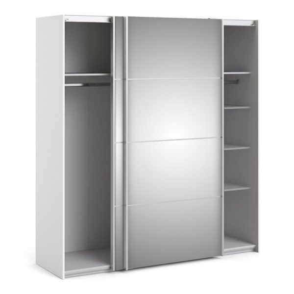ADA - 180cm Sliding Door Wardrobe White on Mirror