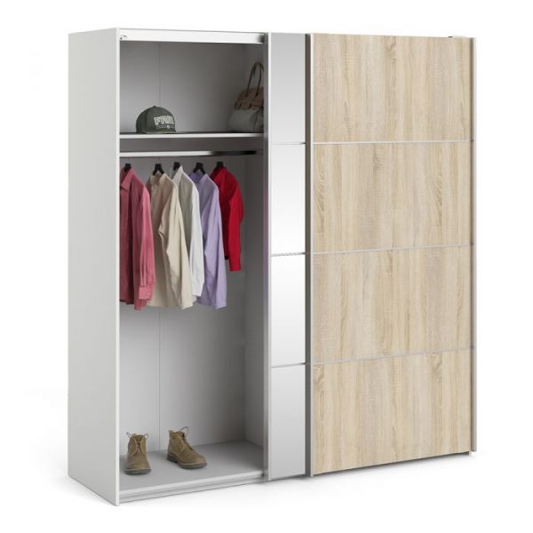ADA - 180cm Sliding Door Wardrobe oak with mirror