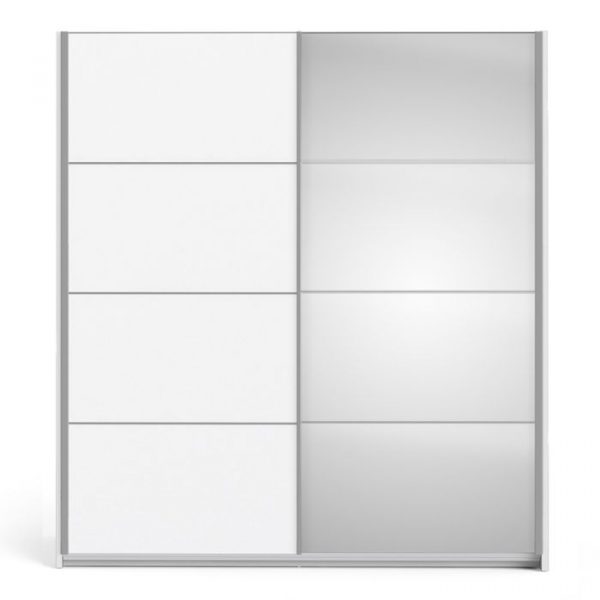 ADA - 180cm Sliding Door Wardrobe White with mirror