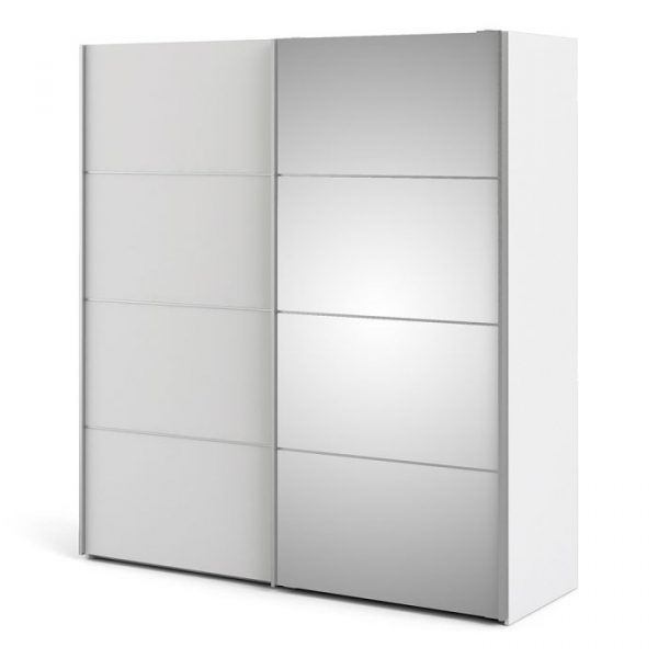 ADA - 180cm Sliding Door Wardrobe White with mirror